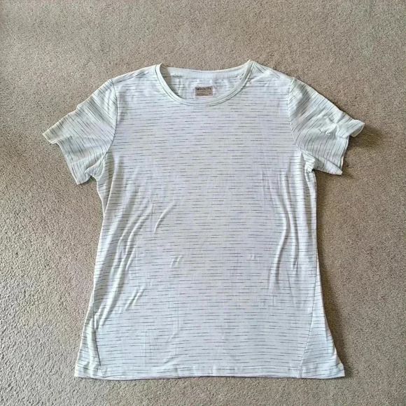 NWOT Set of  2 Mondetta Performance Tees Medium Black and Cream Short Sleeved - Picture 10 of 13